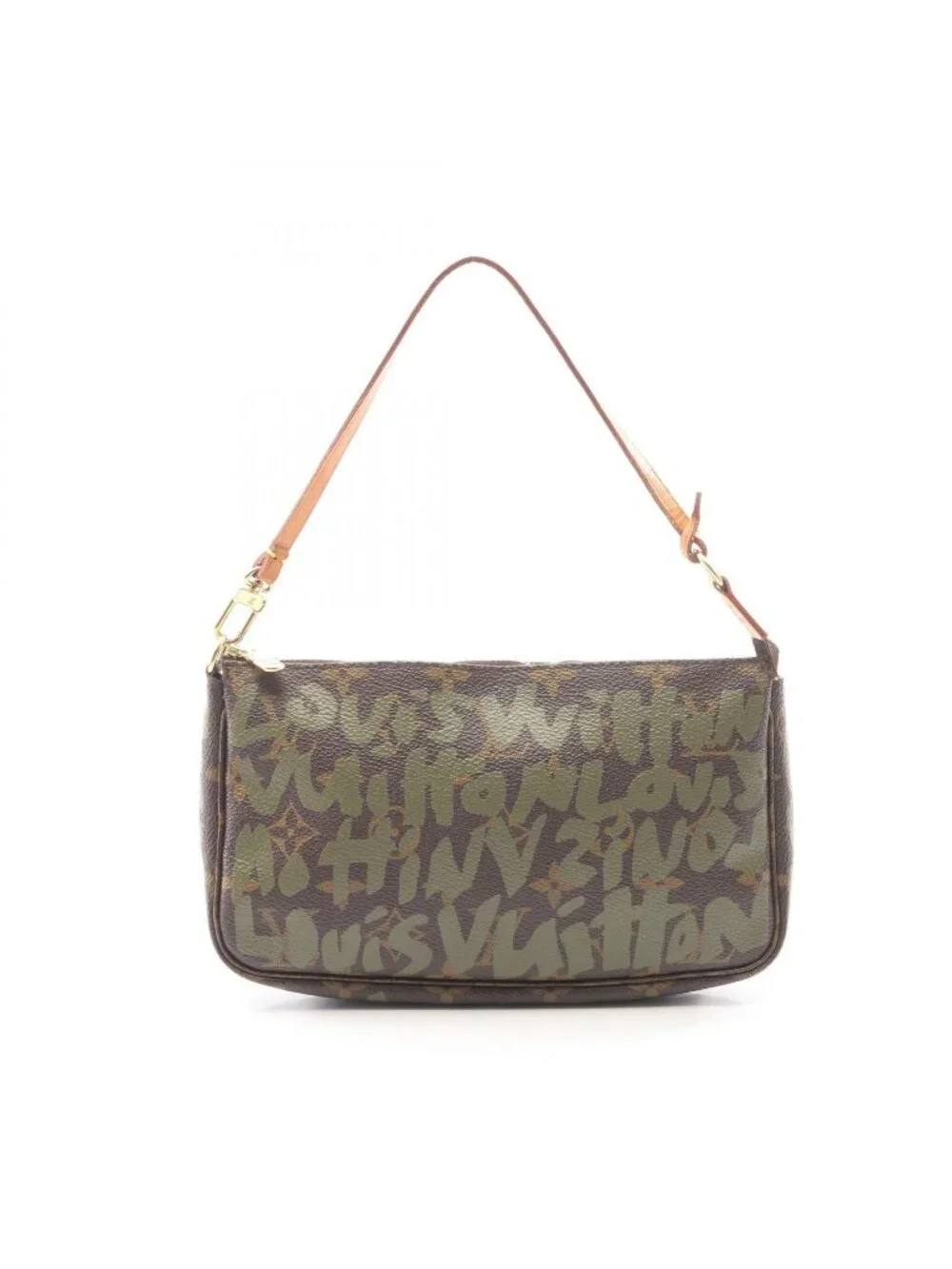 Louis Vuitton Handbag Pochette Khaki Canvas Leather